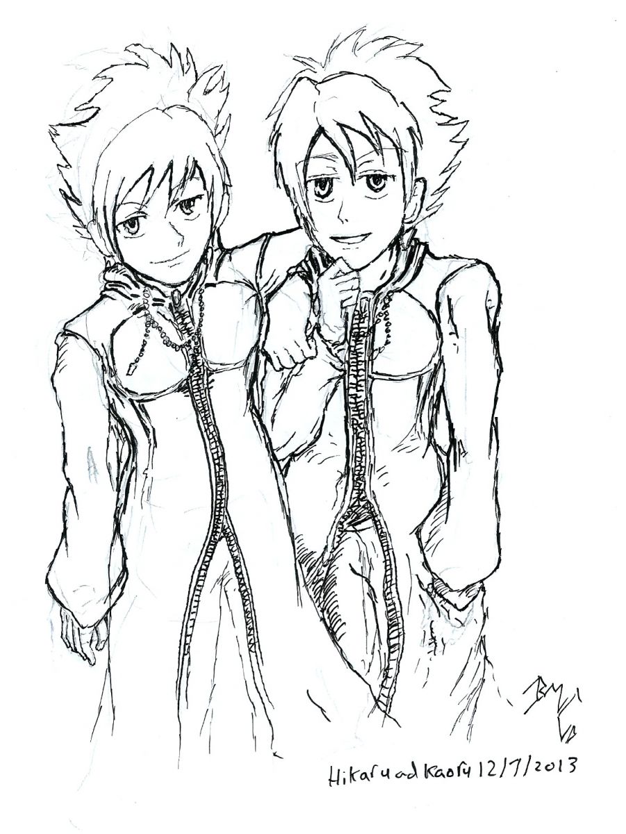 Organisation cloak: Part 7: Hikaru and Kaoru: Sketch.