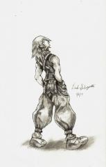 Riku Black & White Drawing - Chain of Memories