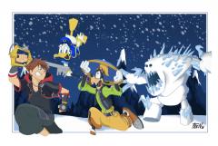 Sora, Donald And Goofy running