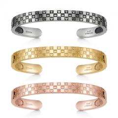 Monogram Bangle Triple Silver Ivishi Yellow Gold Coating Pink Gold Coating