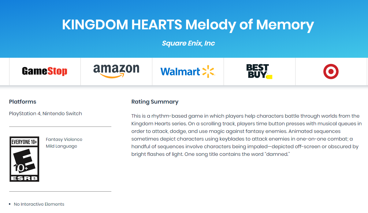 New Kingdom Hearts Melody of Memory information details