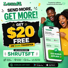 Looking for the latest Lemfi Coupon Code, Lemfi Discount Code, Lemfi Promo Code, or Lemfi Referral Code? Use SHRUTSFT during your eligible first transfer to unlock a free $20 reward after completing a qualifying $100 transfer (subject to Lemfi's current t