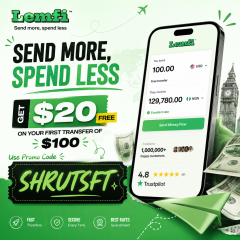[LATEST VERIFIED] Lemfi Discount Code ➜ ⟬SHRUTSFT⟭ | Get $20 Reward